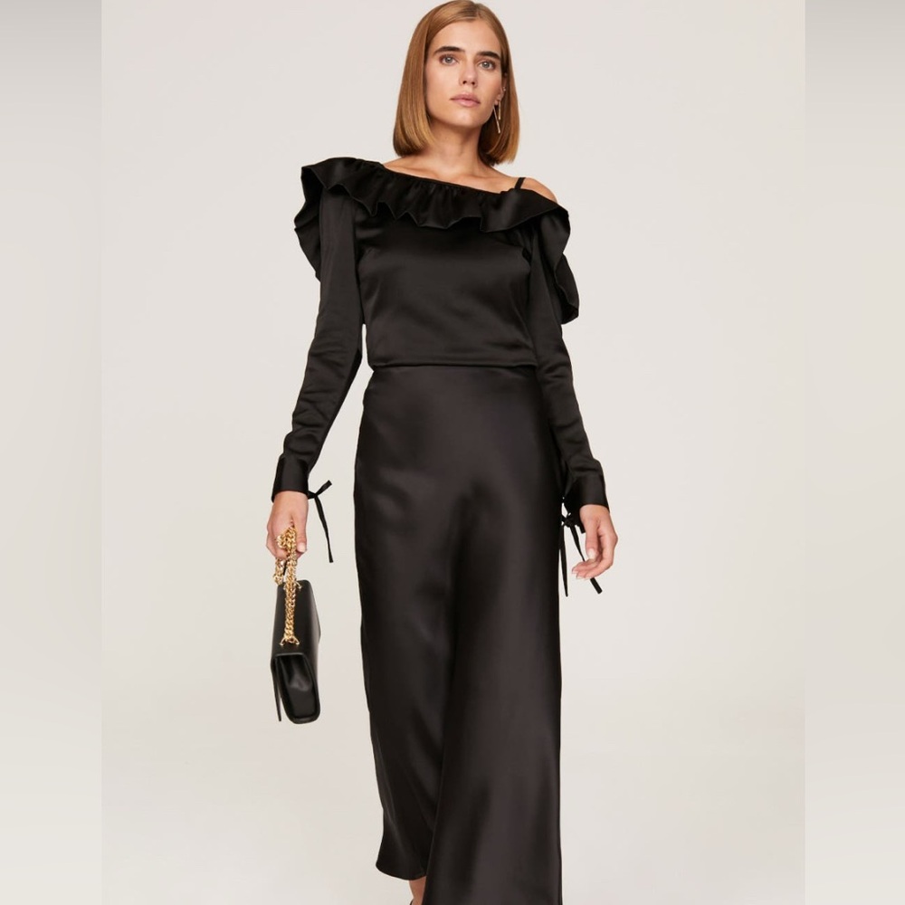 Elegant Black Off-Shoulder Ruffle Top